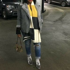 Oversized Gray Moto Jacket